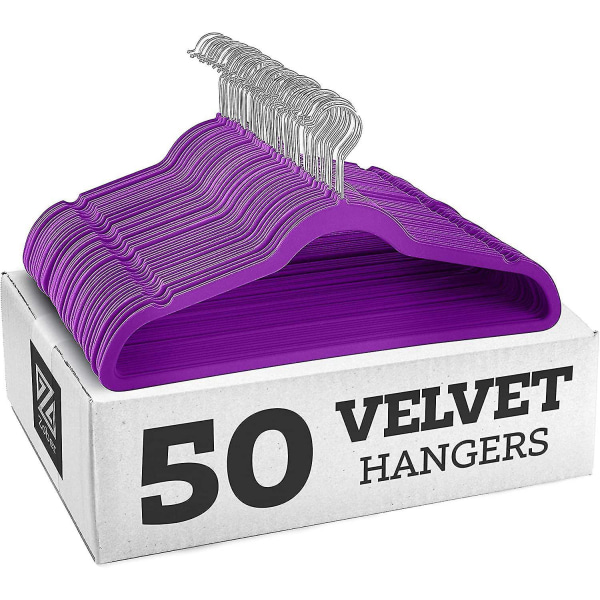 Halksfria sammetshängare - Kostymhängare (10-pack) deep purple galvanized hook