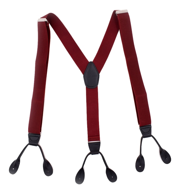 Unisex elastiska hängslen för män Justerbar byxhängslensknapp qd bäst Wine red