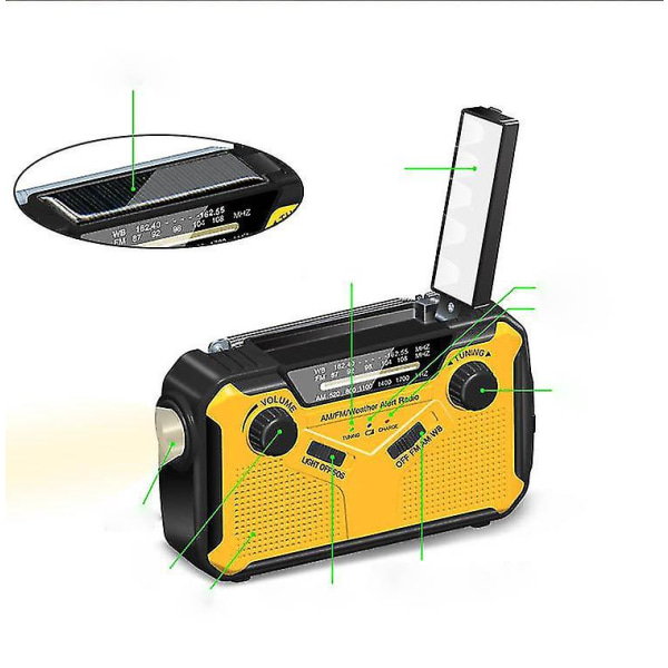 Nödhandvev Radio Solar Dynamo Väderradio Utomhus Nödradio med mobilladdare Jzh53 qd best