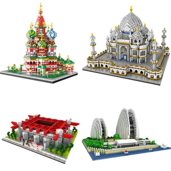 Små partikelbyggstenar monterade World Building Model Pusselleksak Taj Mahal