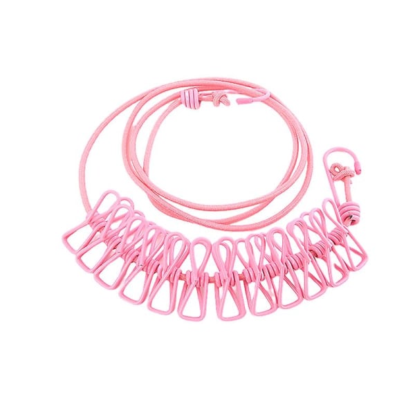 4m Utomhuscamping Halkfri Stretch klädstreck med 12 clips Rese Stretchy Clo qd best pink 170cm