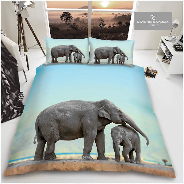 Cover, 3d-sängkläder påslakan, cover med örngott, Bull Dog, 3d Elephant Double