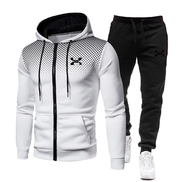 2023 Fashion Träningsoverall För Män Hoodie Fitness Gym Kläder Män Löpning Set Sportkläder Jogger Mäns Träningsoverall Vinterdräkt Sport white an B qd white an B XXL