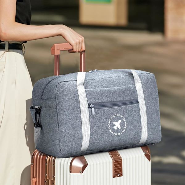 Kabinbagage 40x20x25, Resväska, Fällbar Flygplanskabinväska Kabinresväska Bagag Duffelväska (2 stycken) qd Gray