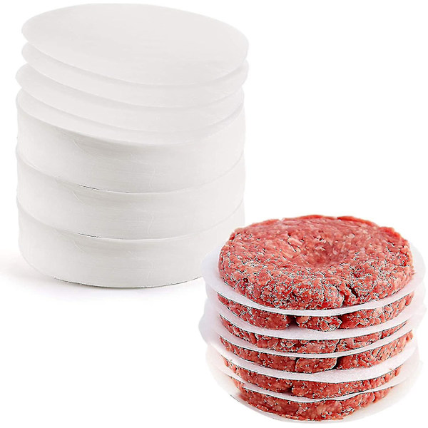 Burgerskivor, 500 bitar, runda, 12 cm, non-stick pergamentpapper för hamburgerpress och paste