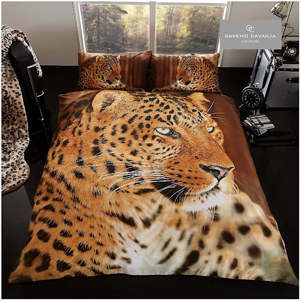 Cover, 3d-sängkläder påslakan, cover med örngott, Bull Dog, 3d Leopard Spots Double
