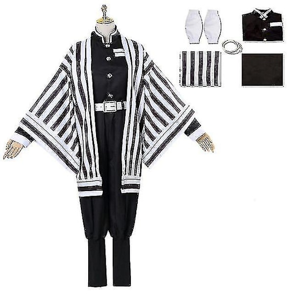 Anime Demon Slayer Iguro Obanai Kimetsu No Yaiba Tanjirou White Snake Peruk Vuxen Barn Kimono Halloween Party Cosplay Kostymer Suit child size 130cm Ghost Slayer