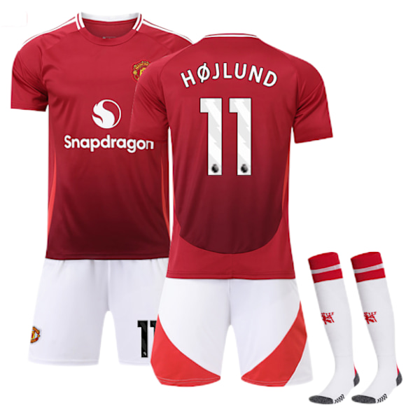 Säsong 24-25 Manchester United hemma fotbollströja för barn nr 11 Højlund M
