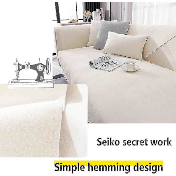 Halkfri Vintage Soffa Skyddssoffa Skyddsfilt Beige 90x180cm