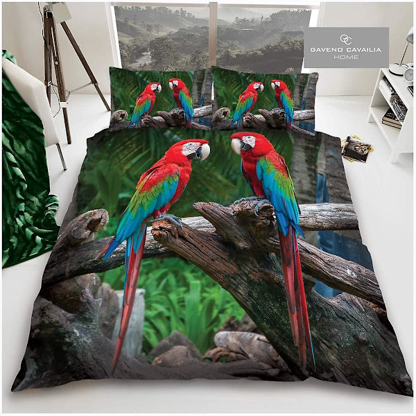 Cover, 3d Sängkläder påslakan, Cover med örngott, Bull Dog, Dubbel 3d Parrot Single