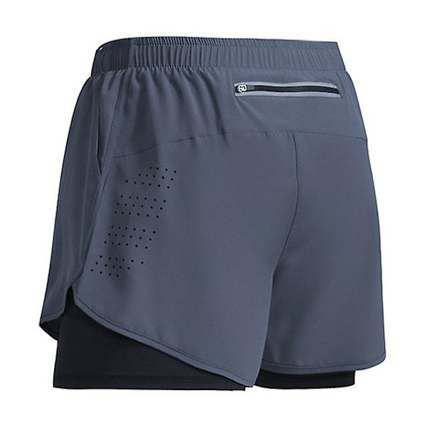 Sport Shorts för Män 2023 - Dubbellager Träningsshorts, Sommar 2-i-1 Strandkläder, Jogging, Gym, Löpning, Z L qd L Gray