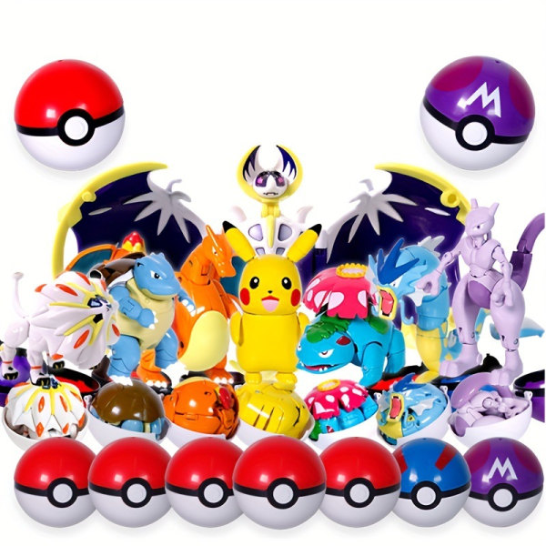 Mewtwo Toy Set Pikachu Charmander Lunala Scroll Action Figure Barnleksaker qd best Charizard + Poke Ball
