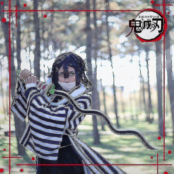 Anime Demon Slayer Iguro Obanai Kimetsu No Yaiba Tanjirou White Snake Peruk Vuxen Barn Kimono Halloween Party Cosplay Kostymer Suit and wig M Ghost Slayer