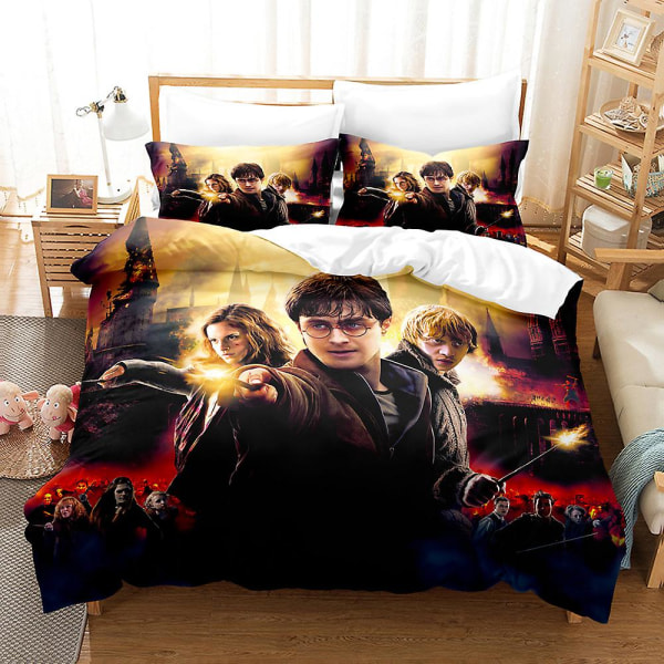 H04 Harry Potter Cover Printed Sängkläder Set Påslakan Quilt Cover Örngott Barn Present AU QUEEN 210x210cm