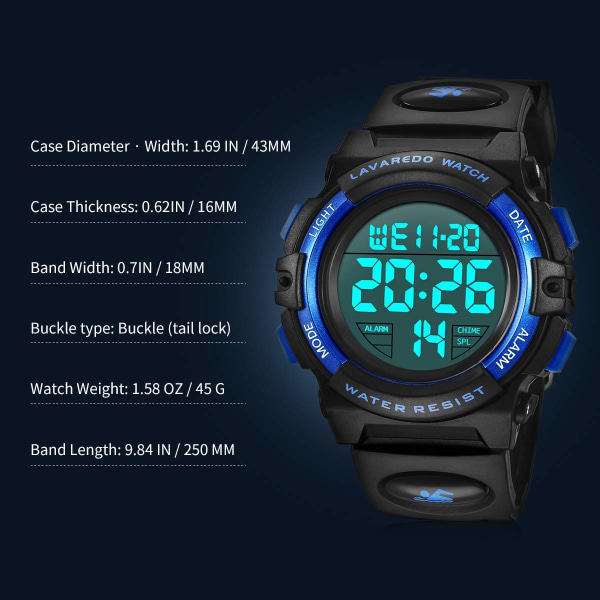 Watch, Watch för 6-15 år gamla pojkar, Digital Sport qd bäst