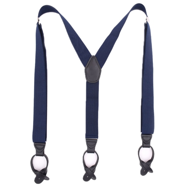 Unisex elastiska hängslen för män Justerbar byxhängslensknapp qd bäst Navy