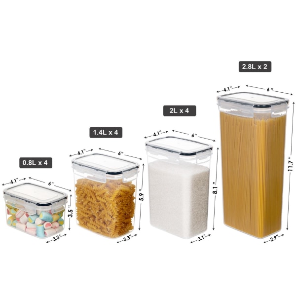 14-pack Mat Förvaring - Lufttäta Burkar med Lock - Kit qd bäst transparent