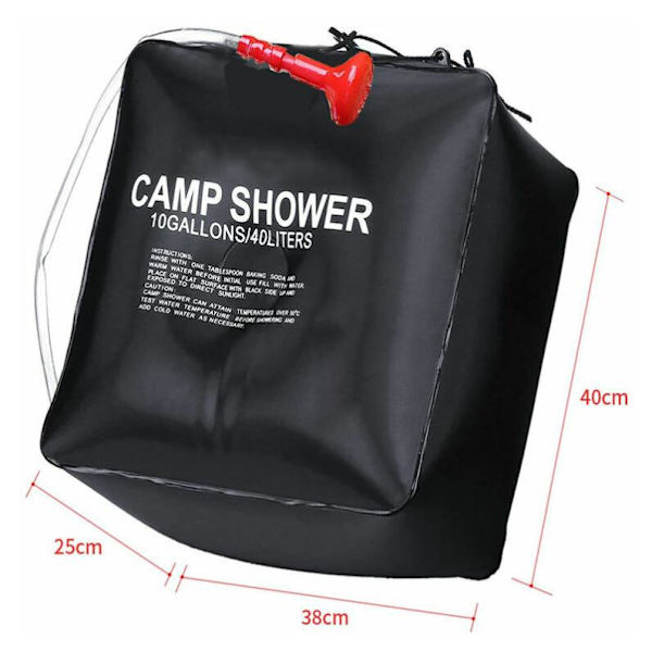 40 liters camping solarduschpåse qd