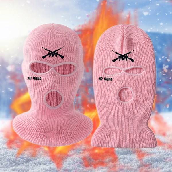 2022 Ny 3 Håls Balaclava Stickad Brev Broderad Ansiktsmask Varm Skidåkning Ansiktsmask för Män Kvinnor Utomhus Cykling Skidåkning Löpning qd