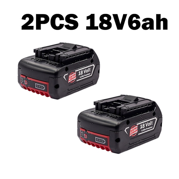 18v6.0a uppladdningsbart litiumjonbatteri för Bosch 18v 6ah power 6000mah bärbar ersättning Bat609 indikatorlampa 2pcs
