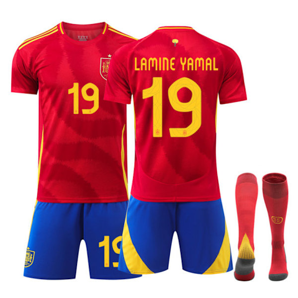 Lamine Yamal 19 Spanien EM-hemmatröja senaste vuxna barnfotbollströja för den nya säsongen Home 18