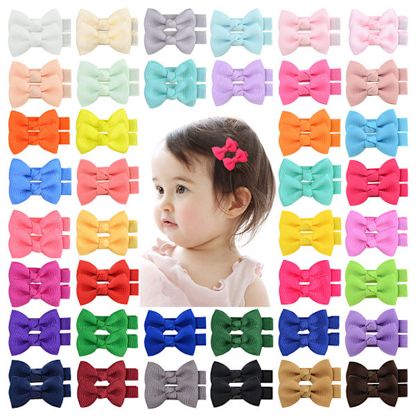 40-pack 2 tums Grosgrain Ribbon Alligator Hårklämmor för Baby Gi qd bäst