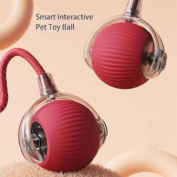 Rullande Boll, Hundtuggboll, Interaktiv Hundsmart Bollleksak, Interaktiv Kattleksak, 360° Smart Automatisk qd Red