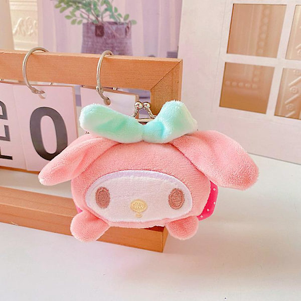 9 cm Kawaii Sanrios Kuromi Cinnamoroll Tecknad Tredimensionell Form Myntväska Plysch Docka Förvaringsväska Mini Lock Bag 9X7C qd 9X7CM My Melody