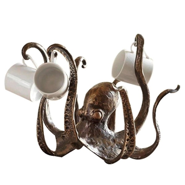 Bläckfisk Mugghållare Kaffe Mugg Hållare Resin Octopus Staty Ornament