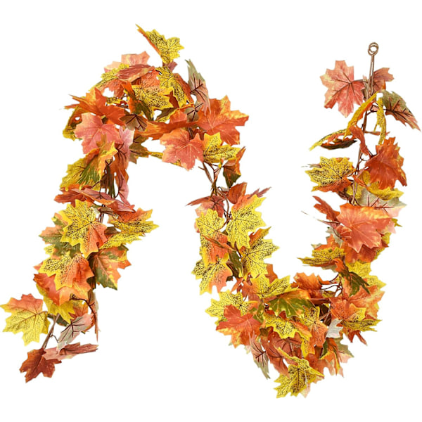 2-pack höstgirlang av lönnlöv, 5,9 fot/styck hängande girlang konstgjord höstlövsgirlang Thanksgiving-dekor för hem bröllop öppen spis qd Light Green