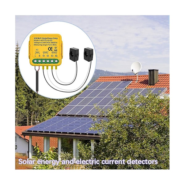 Tuya Wifi Power Meter Monitor 2-kanals energiströmsmonitor i realtid Automationsmeddelanden Smart L yellow
