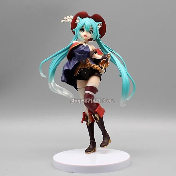 20 cm Anime Hatsune Miku Figurer Puss i stövlar i Fairytale Wonderland Actionfigurer PVC Collection Modell Leksaker Ornament Presenter 19cm without box