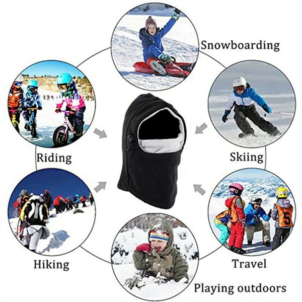 Barn Balaclava Mössa Skidmask Huva Vinter Full Face Halsvärmare Bekväm Fleece Termisk Pojkar Flickor qd