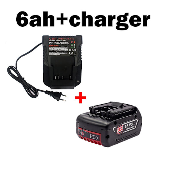 18v6.0a uppladdningsbart litiumjonbatteri för Bosch 18v 6ah power 6000mah bärbar ersättning Bat609 indikatorlampa 1 battery-1 charger