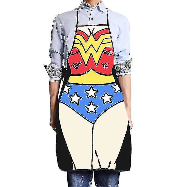 Vuxna Nyhet Print Matlagning Kock Förkläde Fest Middag Bbq Kök Haklapp Klänningar -q wonder woman