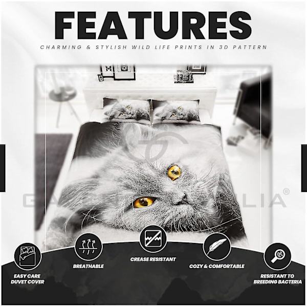 Cover, 3d-sängkläder påslakan, cover med örngott, Bull Dog, 3d Cat Double