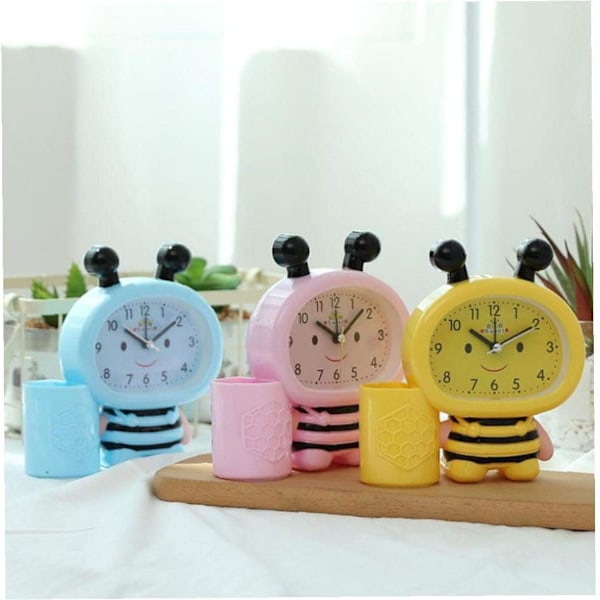 Cartoon Bees Alarm Clocks Multi Functional Pen Holder Timepiece f qd