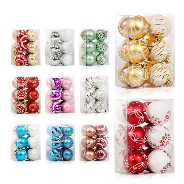 Julhängande boll Målad boll 6cm 12st för julprydnader Julgransdekoration Deco Hemfest Daglig användning Present Festival Holiday Hou qd bäst