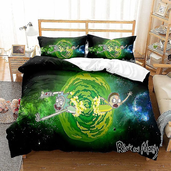 Rick And Morty Cross Collection printed cover Tvådelad tredelad dekorativ cover för barns sovrum style 2 260*220three-piecesuit