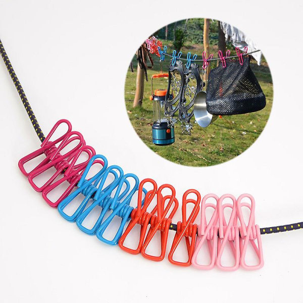 4m Utomhuscamping Halkfri Stretch klädstreck med 12 clips Rese Stretchy Clo qd best Purple 170cm