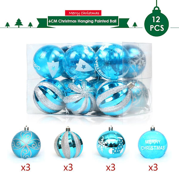 Julhängande boll Målad boll 6cm 12st för julprydnader Julgransdekoration Deco Hemfest Daglig användning Present Festival Holiday Hou qd bäst