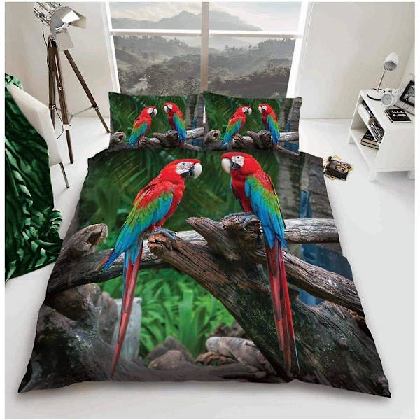 Cover, 3d-sängkläder påslakan, cover med örngott, Bull Dog, 3d Parrot Double