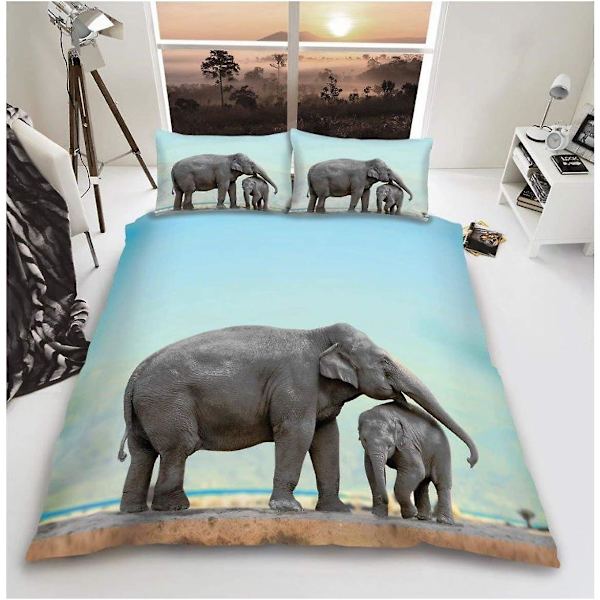 Cover, 3d-sängkläder påslakan, cover med örngott, Bull Dog, 3d Elephant Double