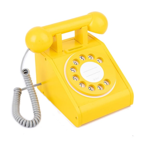 Trätelefonleksak 3 färg Välj rosa gul svart för toddler Barn Pojkar Flickor Yellow