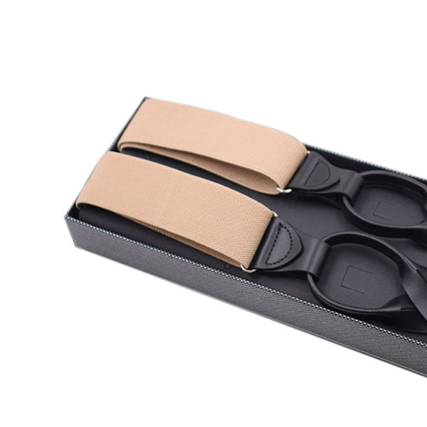 Unisex elastiska hängslen för män Justerbar byxhängslensknapp qd bäst Khaki