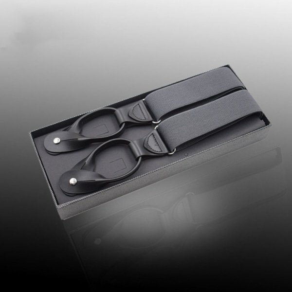 Unisex elastiska hängslen för män Justerbar byxhängslensknapp qd bäst Grey