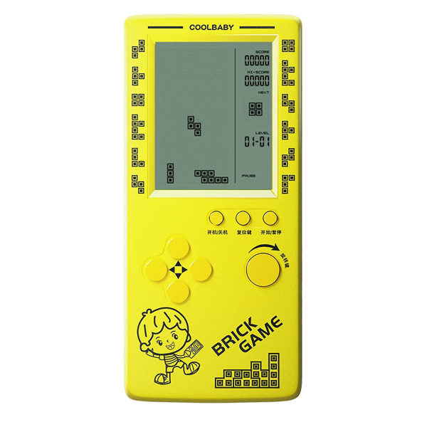 Rs-100 Tetris spelkonsol Klassiskt blockspel Pusselspel Player Handheld Game Machine Brick Games Beyamis Hk qd best Yellow