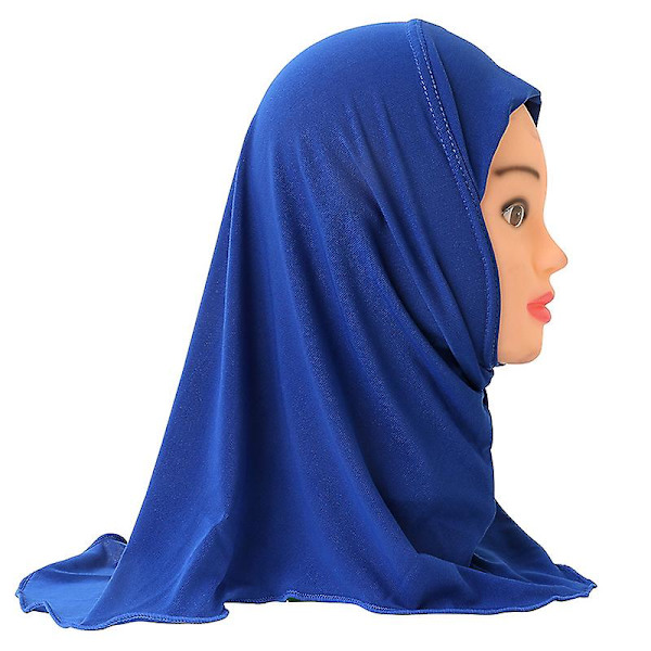 Headwrap Islamiska arabiska Scarfs Sjalar Passar 2-7 år gammal muslimsk hijab Scarf Flickor Barn Turban Kepsar Blomma Headscarf qd Blue
