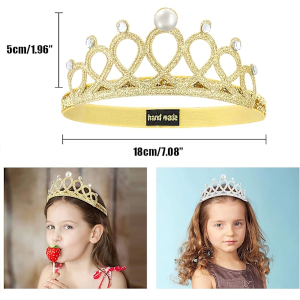 7 stycken Tiaror, Prinsessdiadem Elastiskt Glittrande Krona Tiara qd