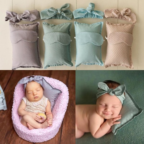 6 st baby turbanhattar, stretch bomullsmössa för nyfödda, 6-24 månader Grön qd Grön Grön